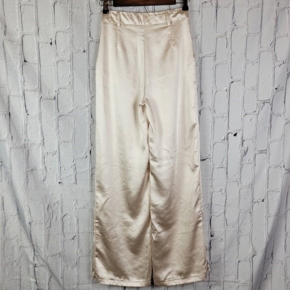 Princess Polly Huxley champagne satin high waisted wide leg pants - Picture 7 of 16